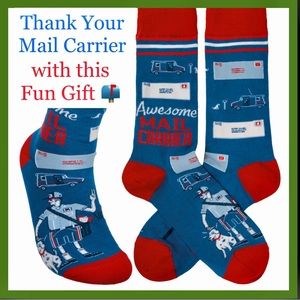THANK Your MAIL PERSON Socks MailMan MailLady Holiday Fun Gifts Red White Blue